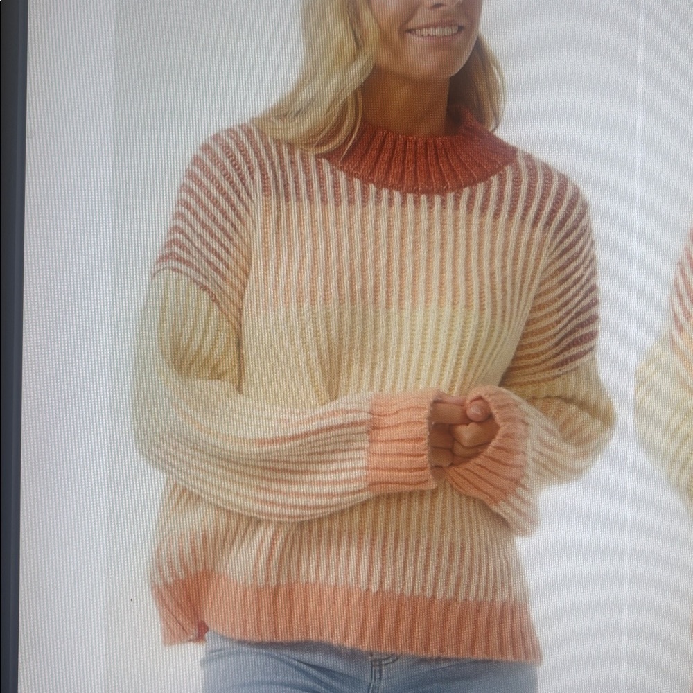NWT Rip Curl Soleil Colorblock Rib Crewneck Sweater. Size Small. oversized - Picture 1 of 4